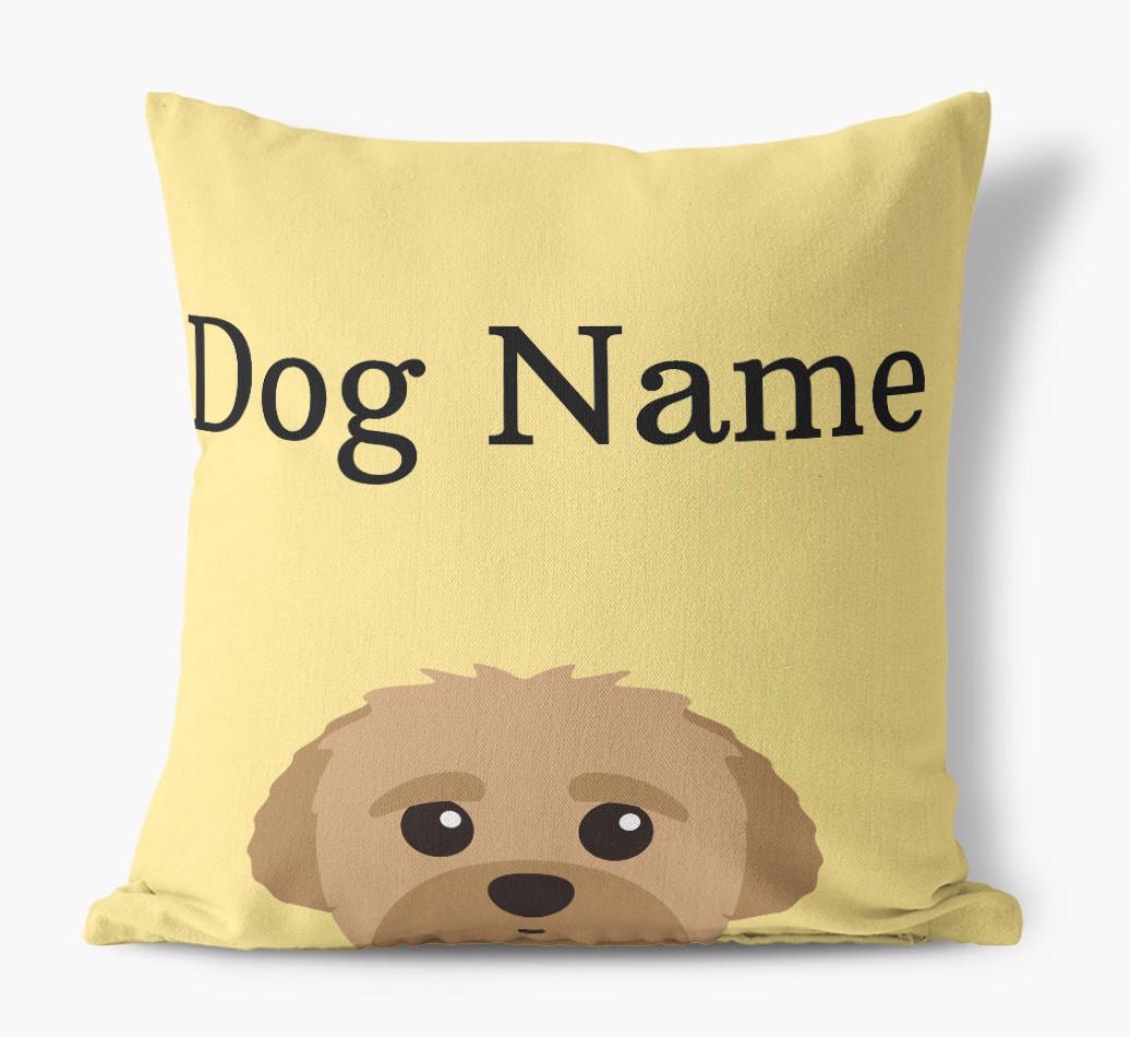 {dogsName}'s Icon & Name: Personalized {breedFullName} Canvas Pillow
