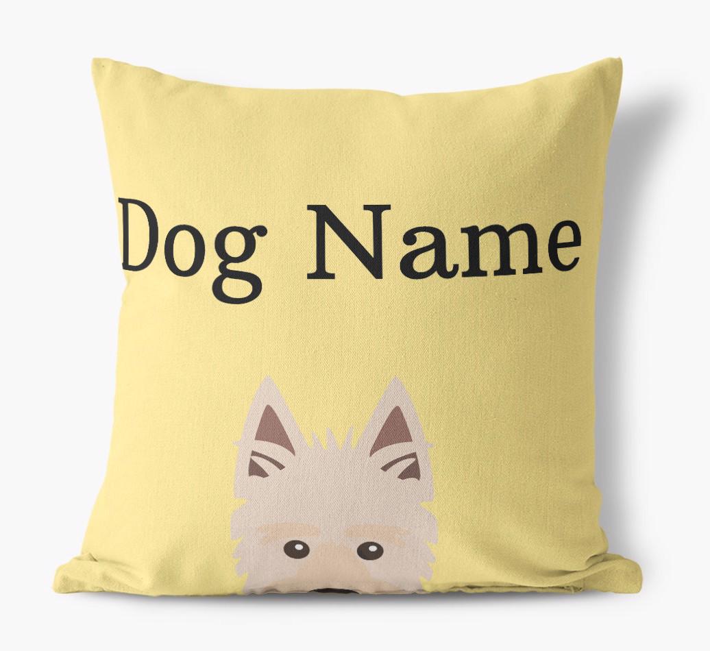 {dogsName}'s Icon & Name: Personalized {breedFullName} Canvas Pillow
