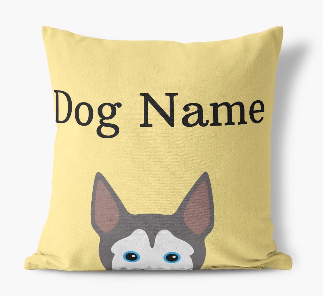 {dogsName}'s Icon & Name: Personalized {breedFullName} Canvas Pillow