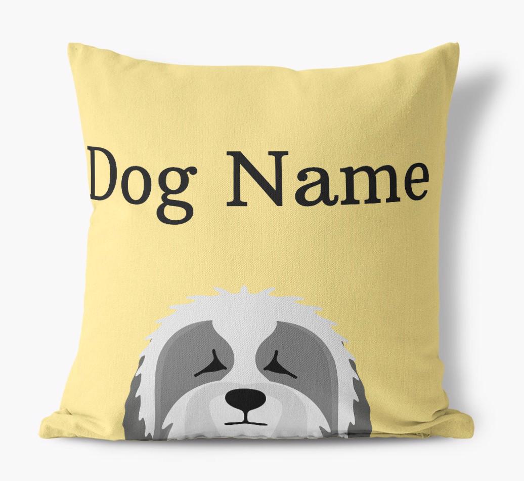 {dogsName}'s Icon & Name: Personalized {breedFullName} Canvas Pillow
