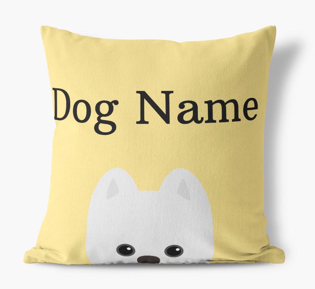 {dogsName}'s Icon & Name: Personalized {breedFullName} Canvas Pillow