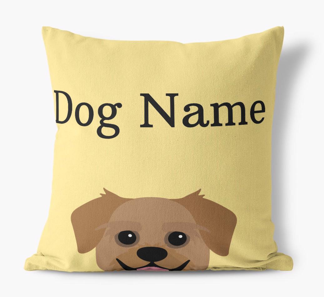 {dogsName}'s Icon & Name: Personalized {breedFullName} Canvas Pillow