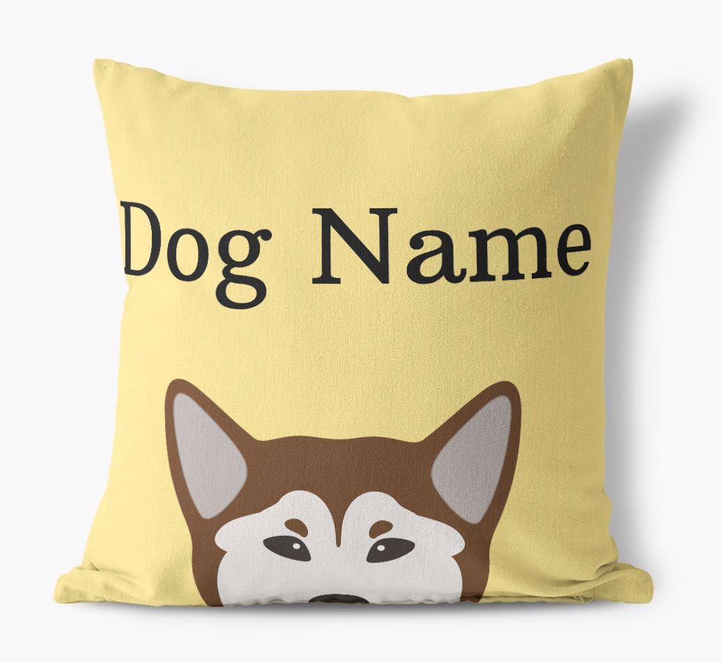 {dogsName}'s Icon & Name: Personalized {breedFullName} Canvas Pillow