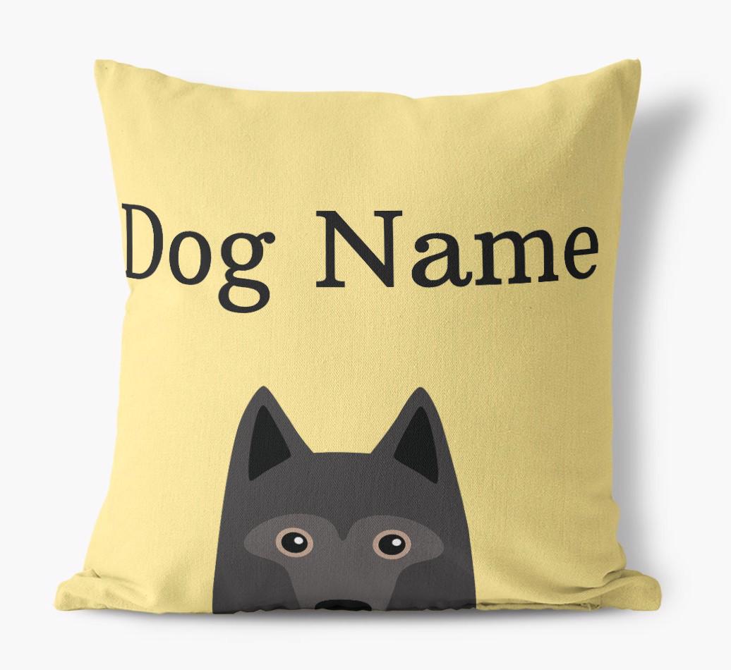 {dogsName}'s Icon & Name: Personalized {breedFullName} Canvas Pillow