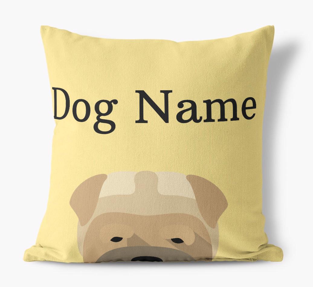 {dogsName}'s Icon & Name: Personalized {breedFullName} Canvas Pillow