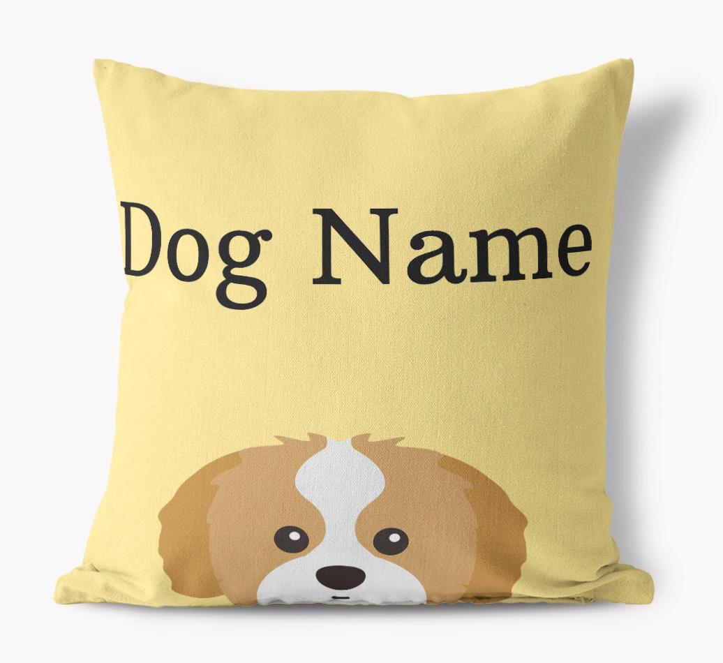 {dogsName}'s Icon & Name: Personalized {breedFullName} Canvas Pillow