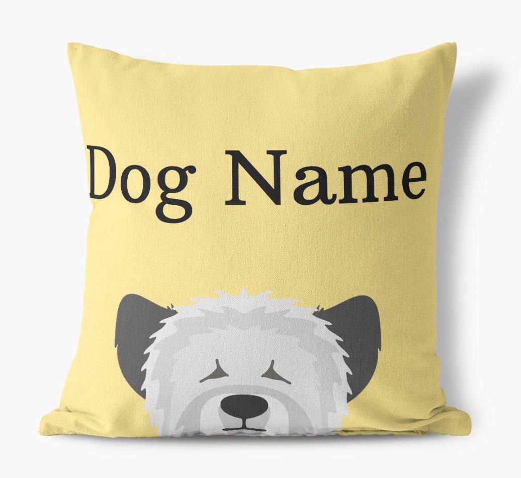{dogsName}'s Icon & Name: Personalized {breedFullName} Canvas Pillow