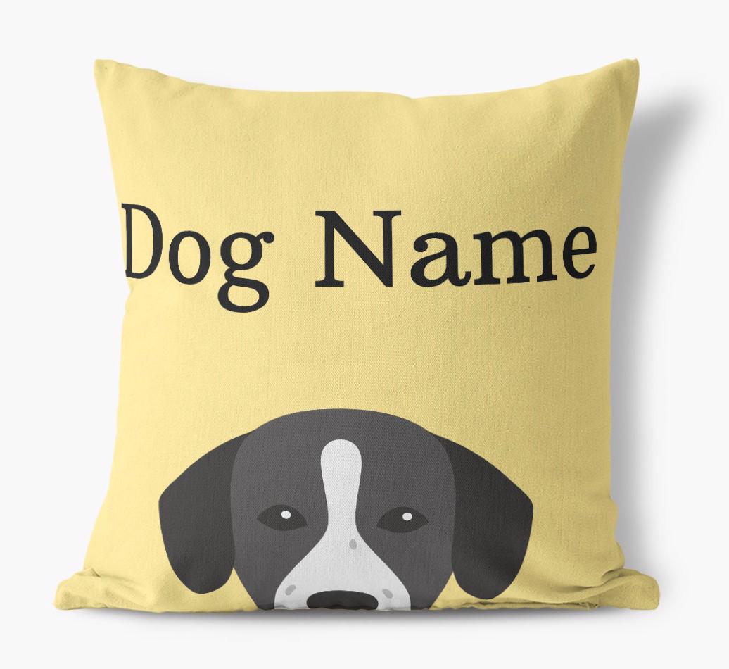{dogsName}'s Icon & Name: Personalized {breedFullName} Canvas Pillow