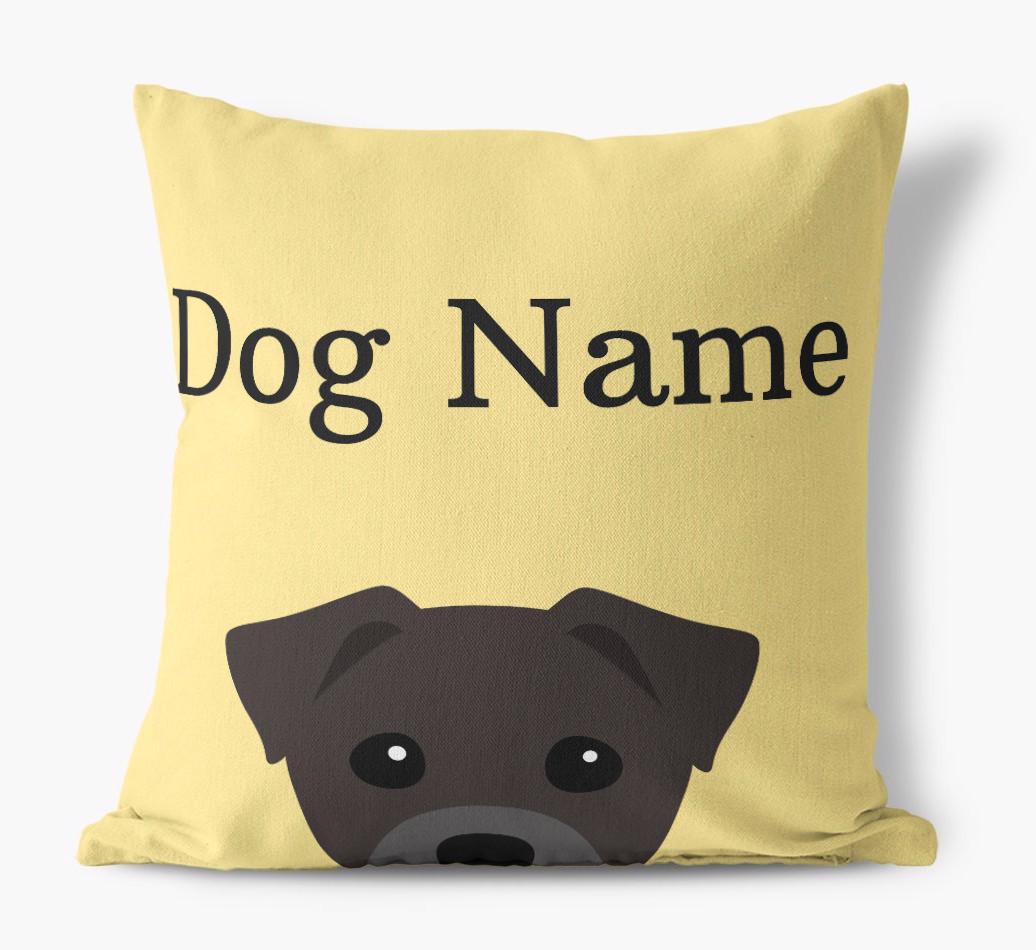 {dogsName}'s Icon & Name: Personalized {breedFullName} Canvas Pillow