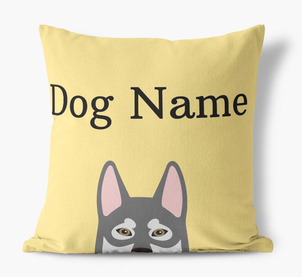 {dogsName}'s Icon & Name: Personalized {breedFullName} Canvas Pillow