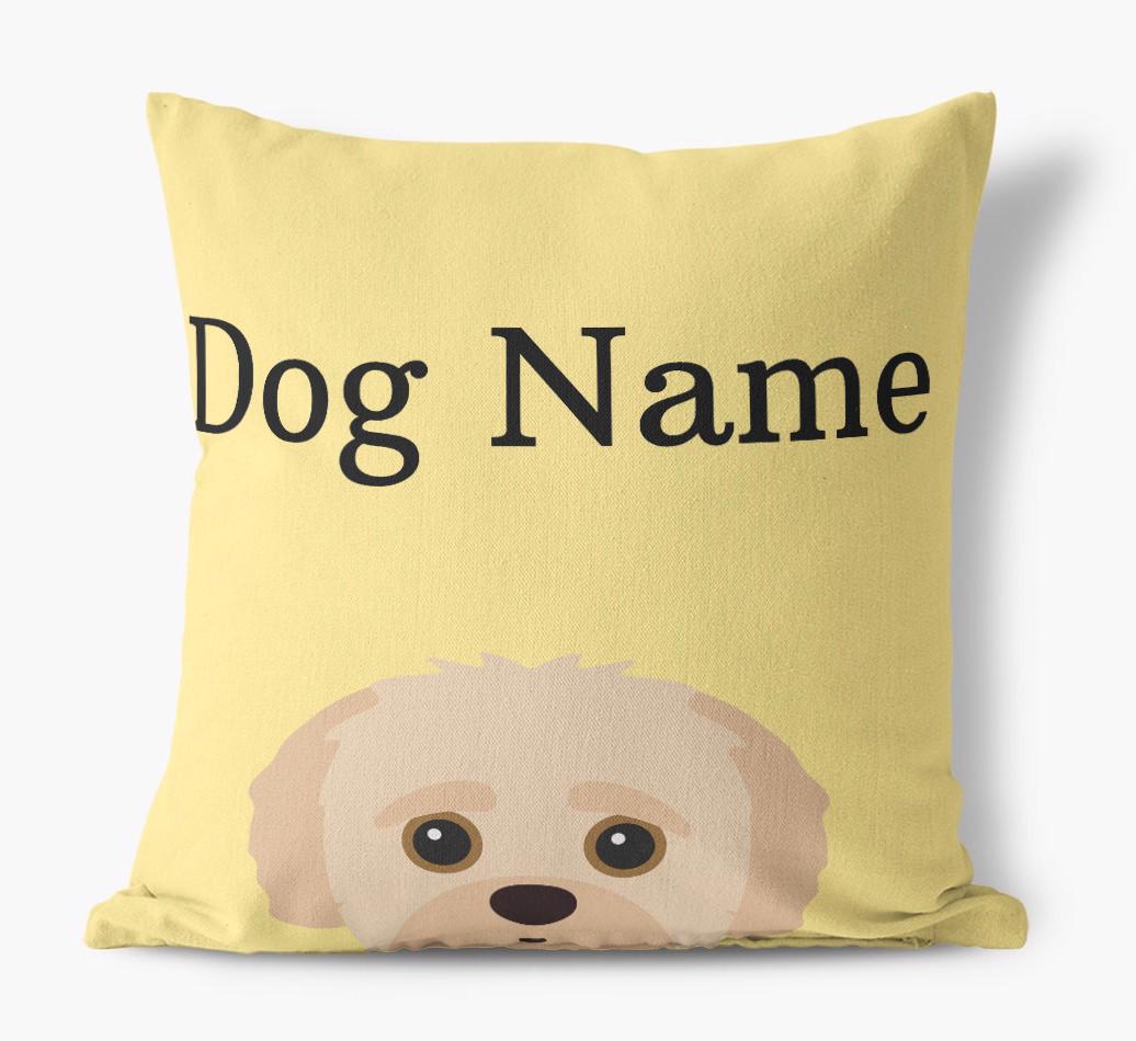 {dogsName}'s Icon & Name: Personalized {breedFullName} Canvas Pillow