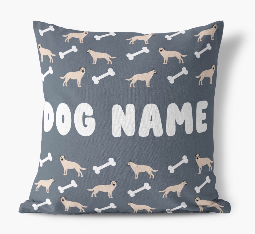 Bone Pattern: Personalised {breedFullName} Canvas Cushion 