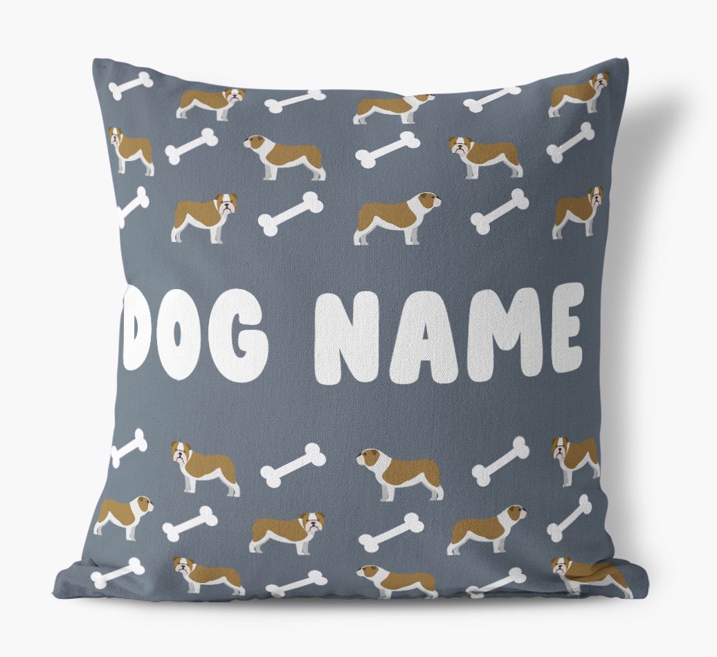Bone Pattern: Personalised {breedFullName} Canvas Cushion 