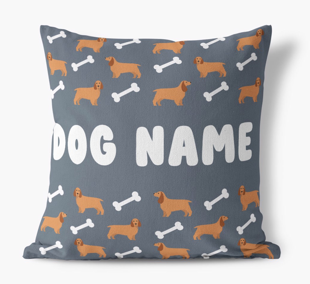 Bone Pattern: Personalised {breedFullName} Canvas Cushion 