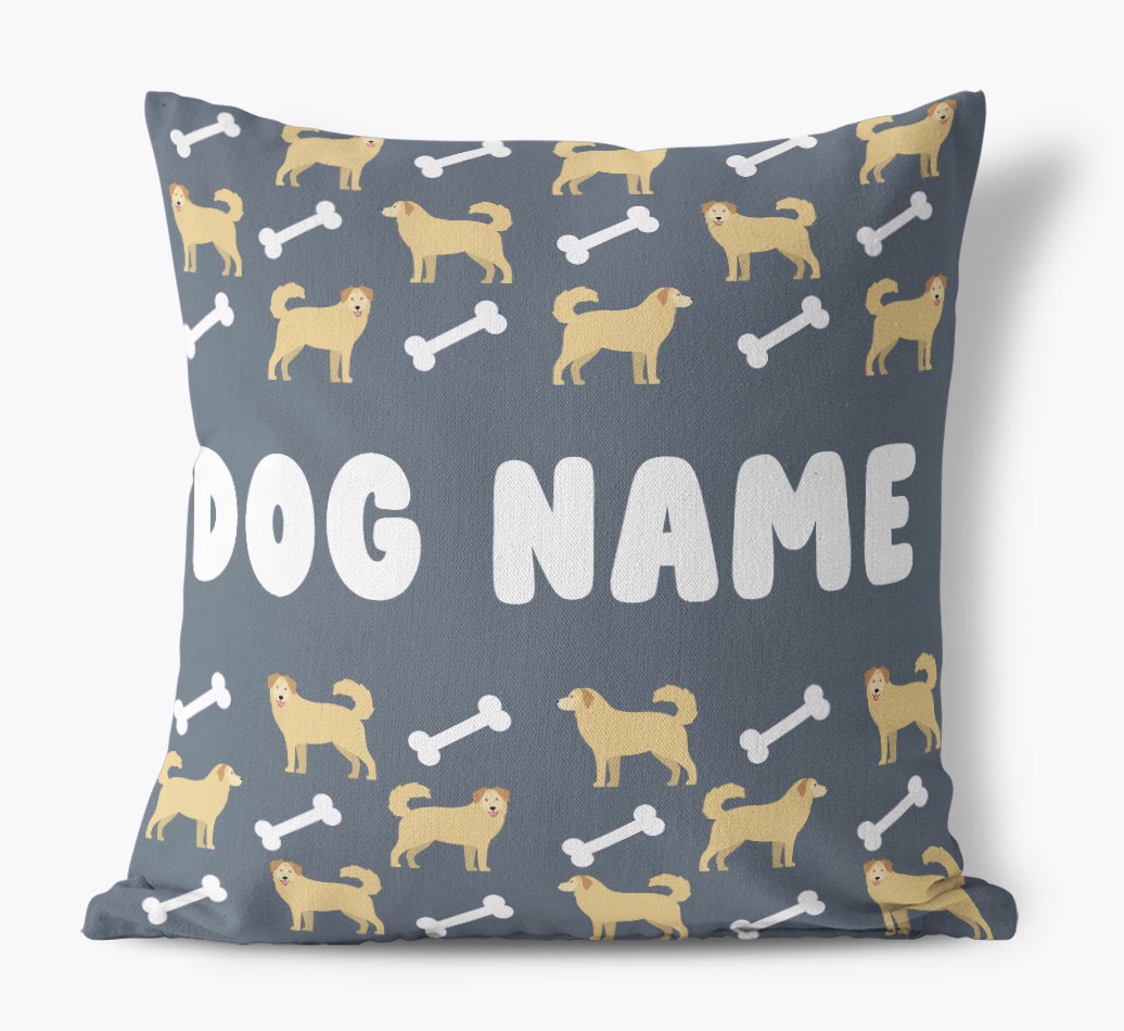 Bone Pattern: Personalised {breedFullName} Canvas Cushion 
