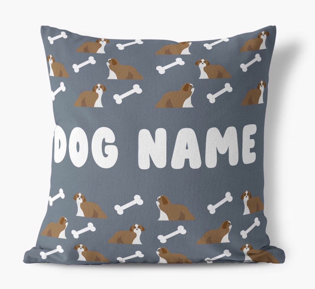Bone Pattern: Personalised {breedFullName} Canvas Cushion 