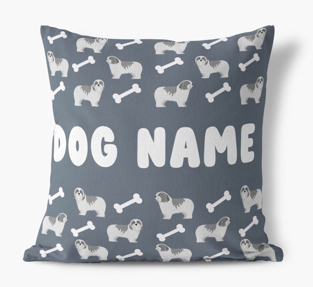 Bone Pattern: Personalised {breedFullName} Canvas Cushion 