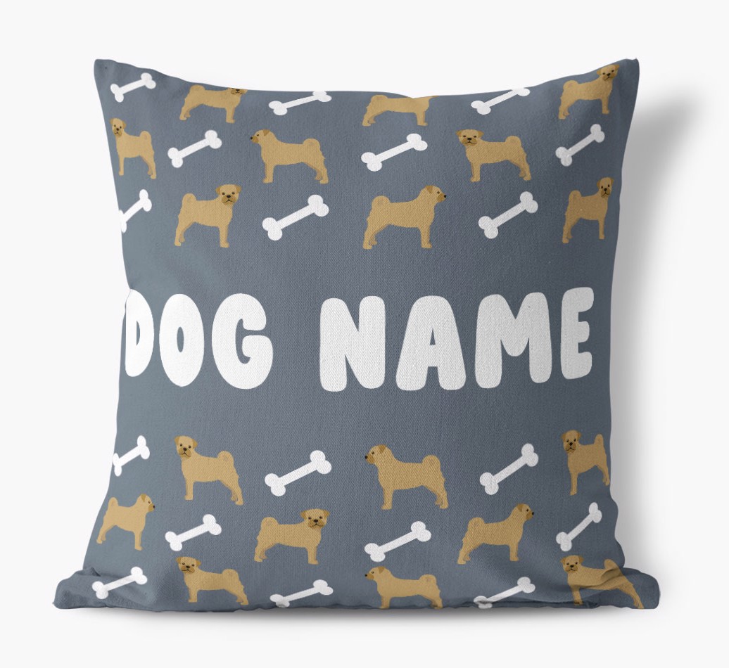 Bone Pattern: Personalised {breedFullName} Canvas Cushion 
