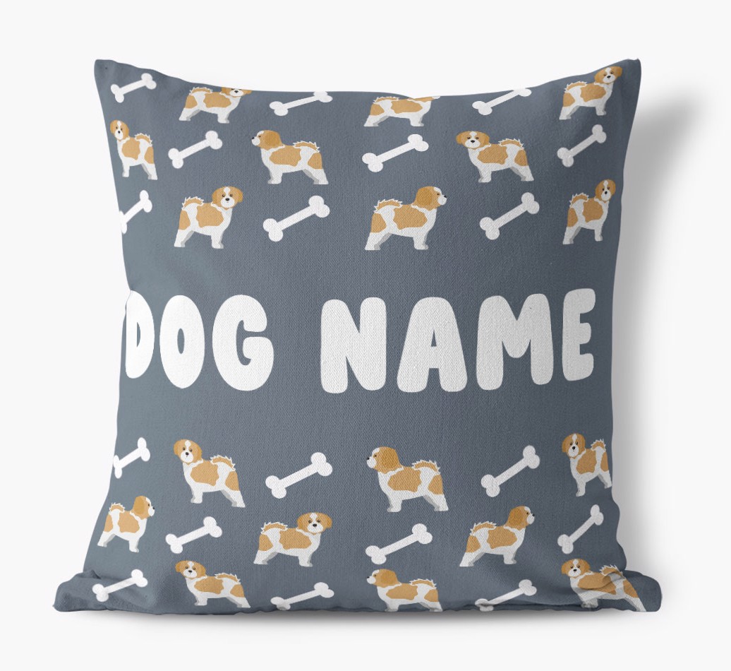 Bone Pattern: Personalised {breedFullName} Canvas Cushion 