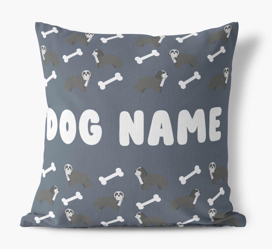 Bone Pattern: Personalized {breedFullName} Canvas Pillow