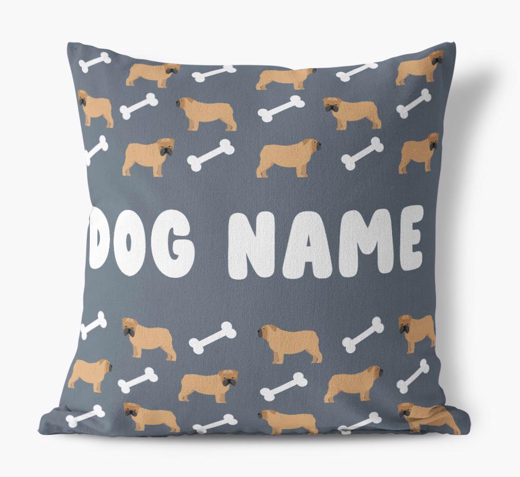 Bone Pattern: Personalized {breedFullName} Canvas Pillow
