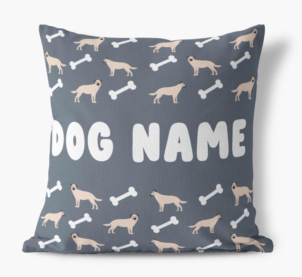 Bone Pattern: Personalized {breedFullName} Canvas Pillow