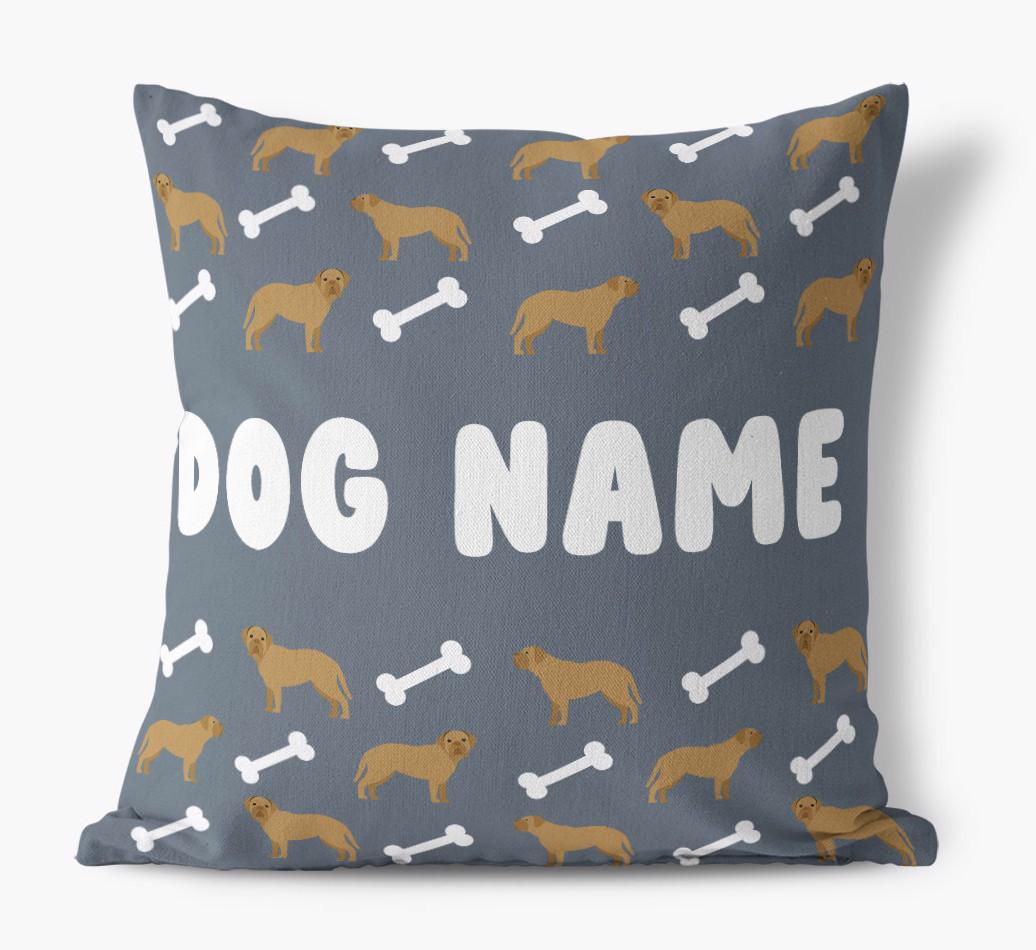 Bone Pattern: Personalized {breedFullName} Canvas Pillow