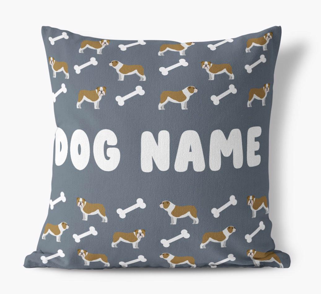 Bone Pattern: Personalized {breedFullName} Canvas Pillow