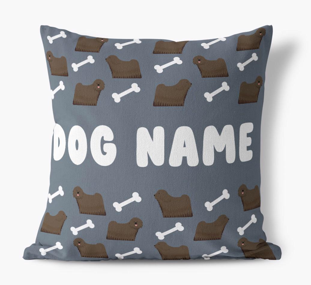 Bone Pattern: Personalized {breedFullName} Canvas Pillow