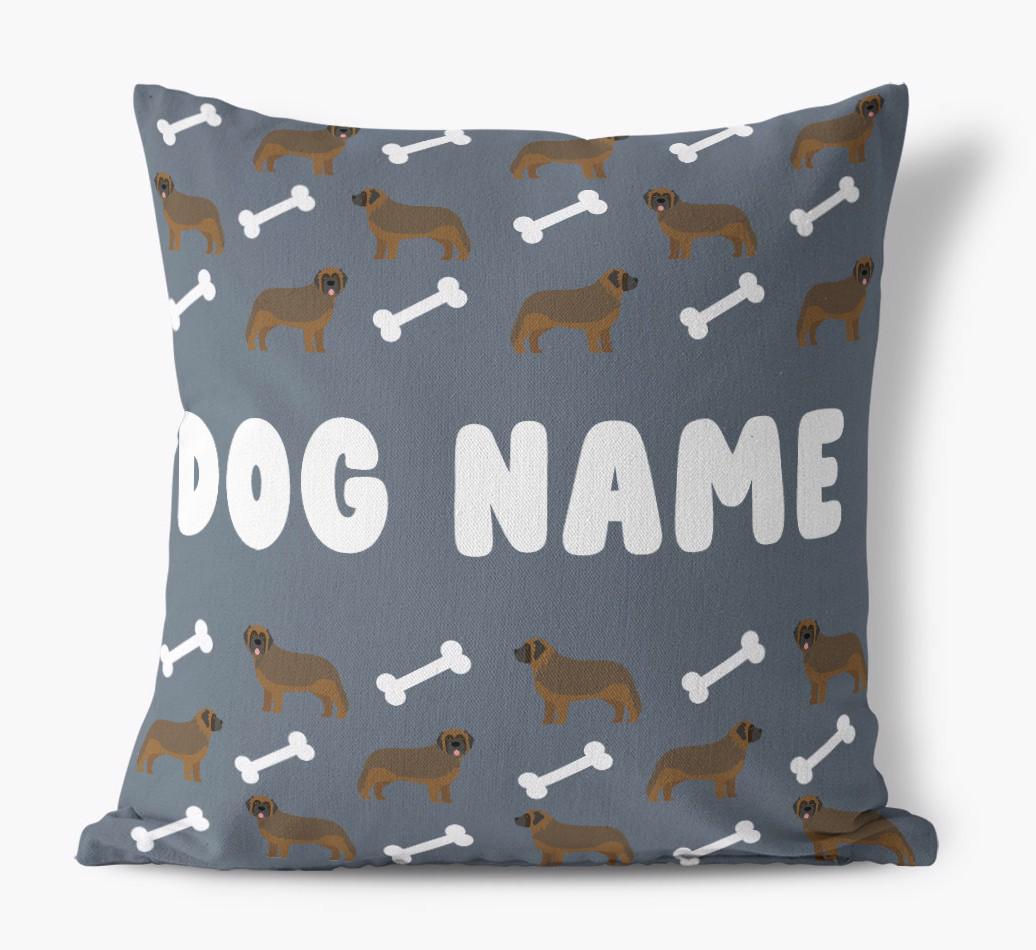 Bone Pattern: Personalized {breedFullName} Canvas Pillow