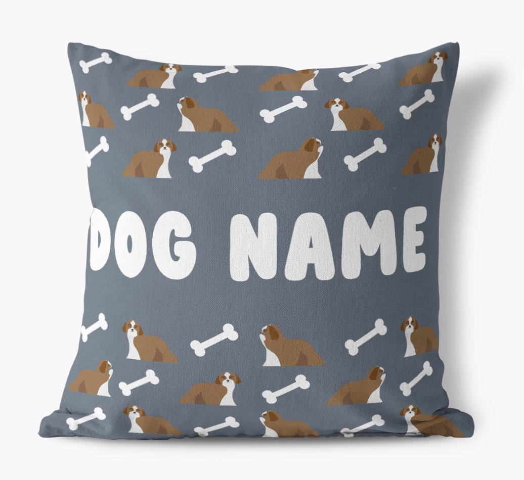 Bone Pattern: Personalized {breedFullName} Canvas Pillow