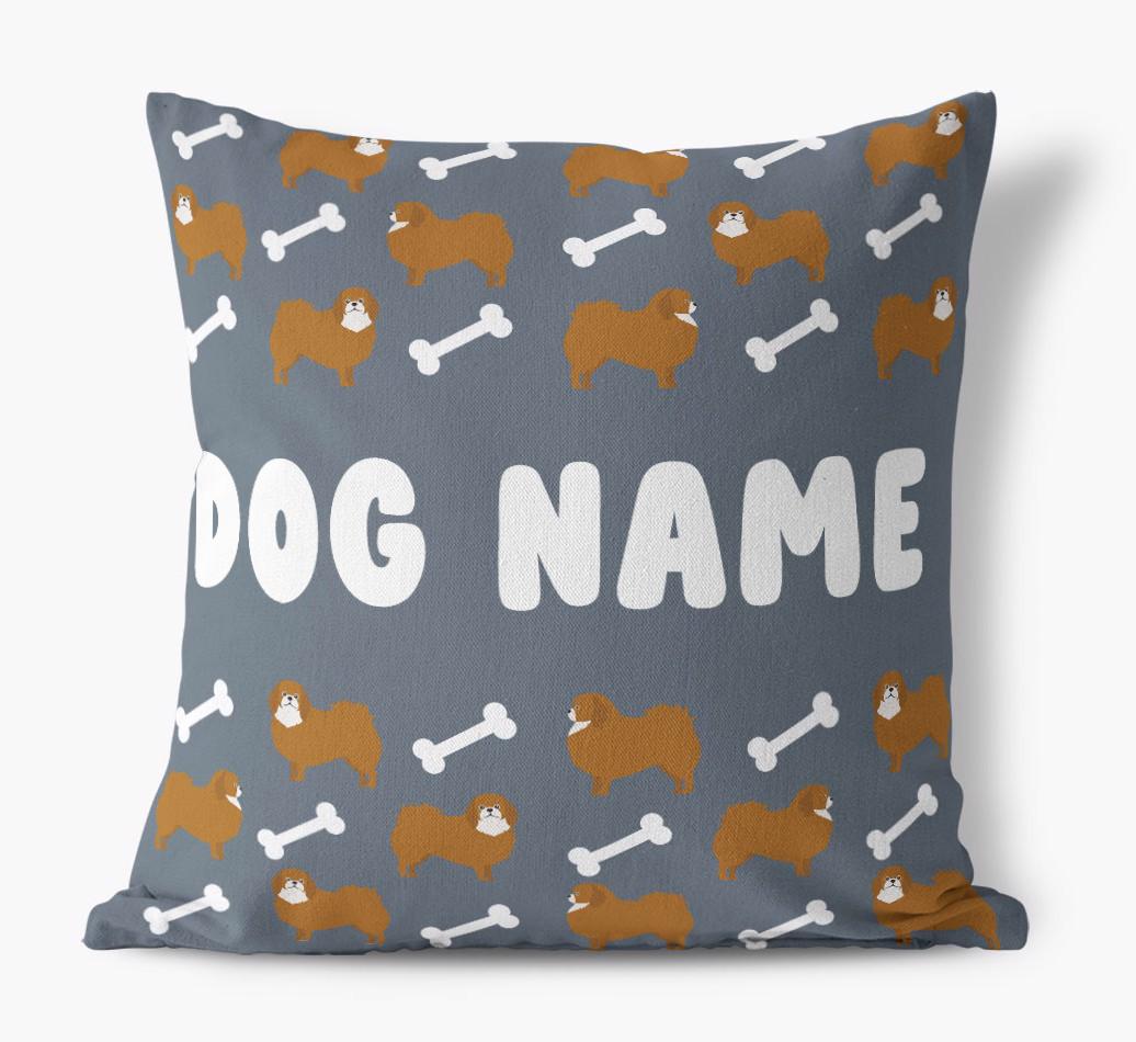 Bone Pattern: Personalized {breedFullName} Canvas Pillow