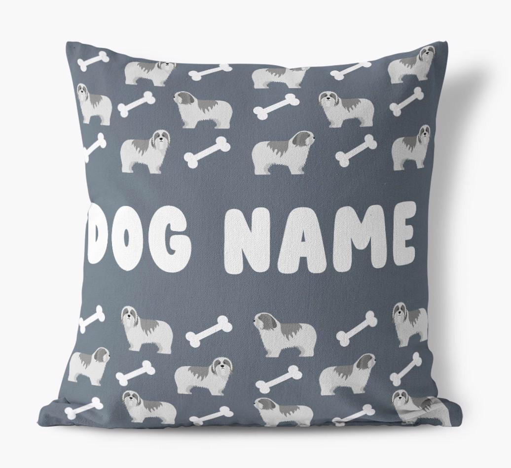 Bone Pattern: Personalized {breedFullName} Canvas Pillow