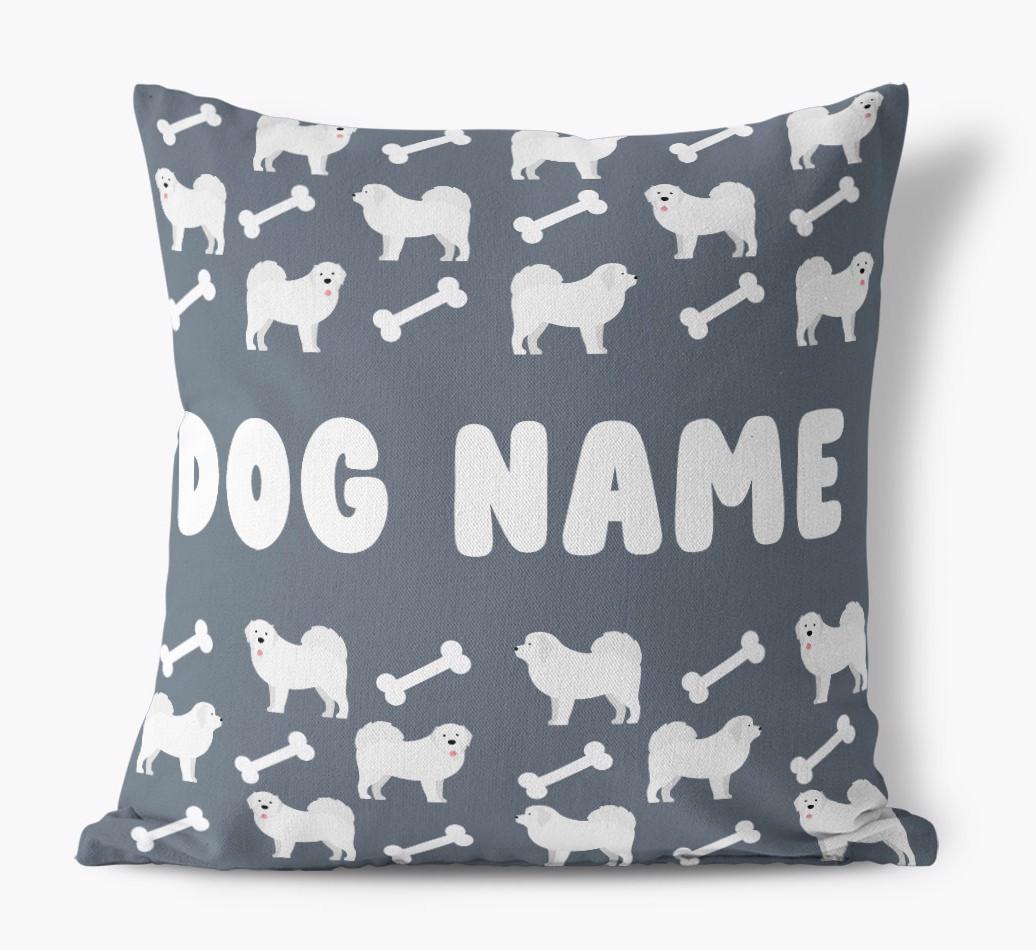 Bone Pattern: Personalized {breedFullName} Canvas Pillow