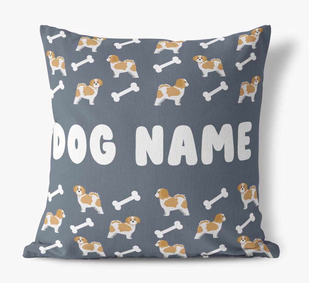Bone Pattern: Personalized {breedFullName} Canvas Pillow