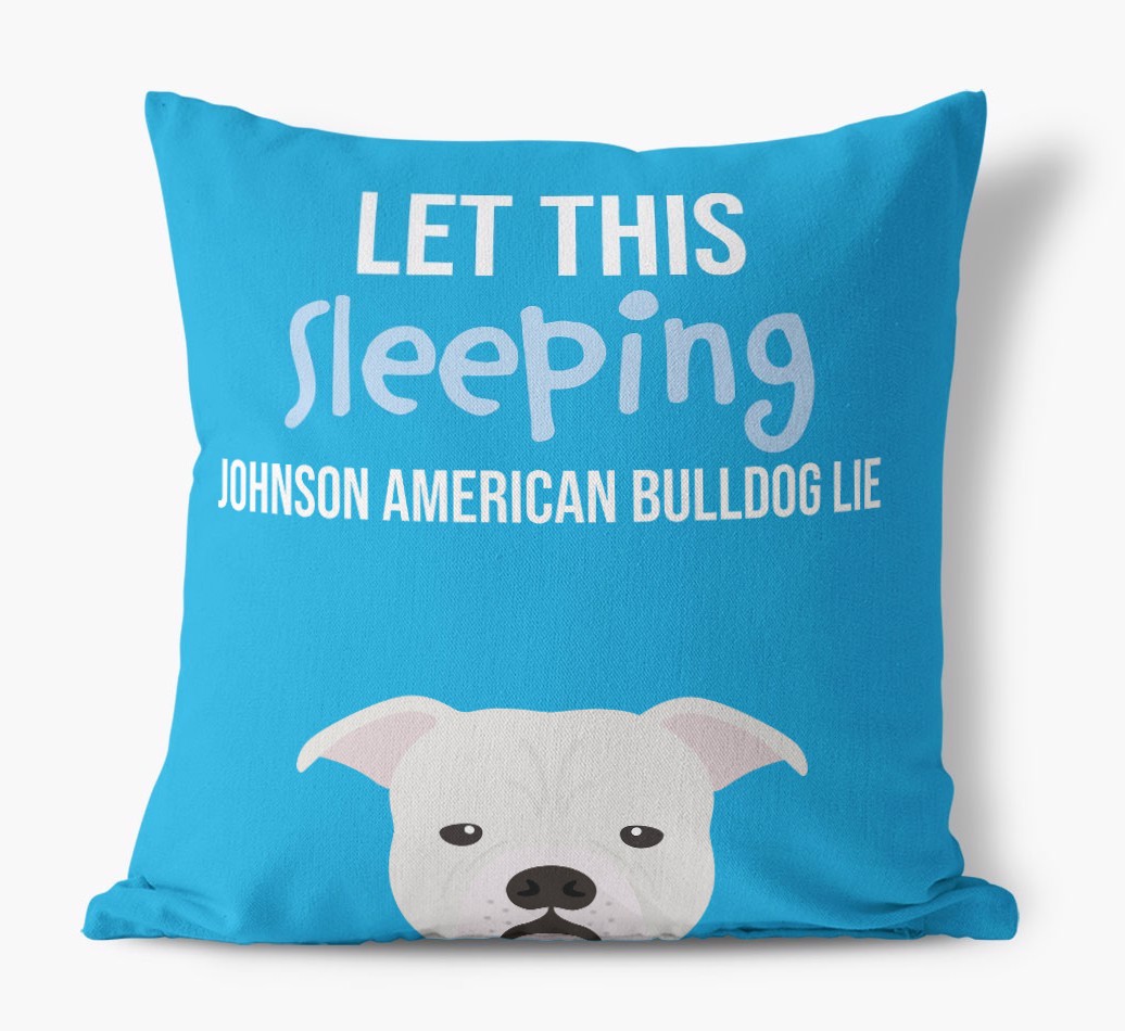 Let This Sleeping {breedShortName} Lie: Personalised Canvas Cushion
