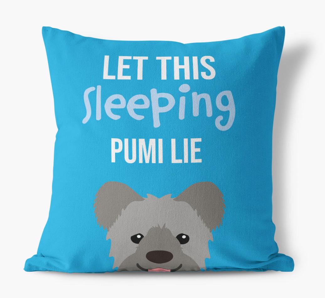 Let This Sleeping {breedShortName} Lie: Personalized Canvas Pillow