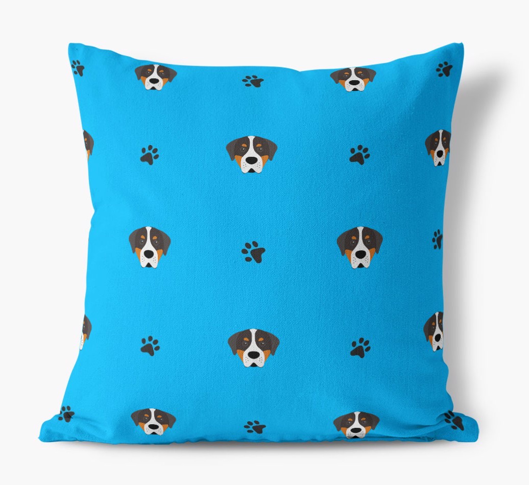 Paw Print Pattern: Personalised {breedFullName} Canvas Cushion