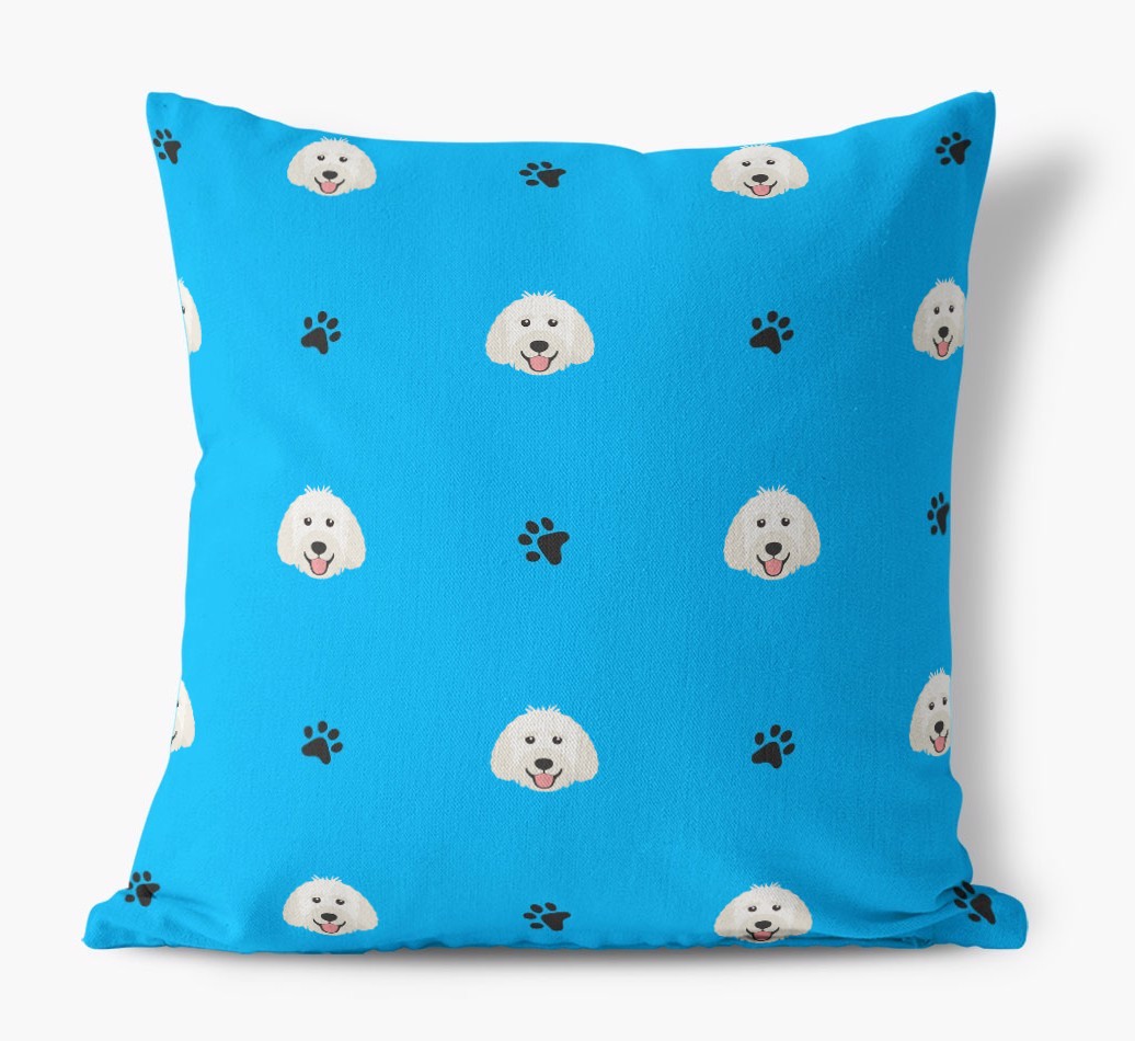 Paw Print Pattern: Personalised {breedFullName} Canvas Cushion