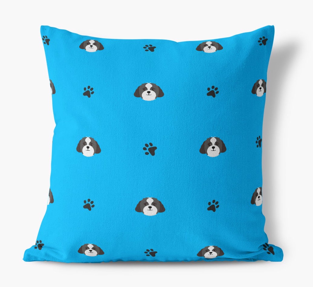 Paw Print Pattern: Personalised {breedFullName} Canvas Cushion