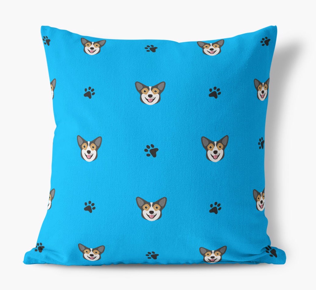 Paw Print Pattern: Personalised {breedFullName} Canvas Cushion