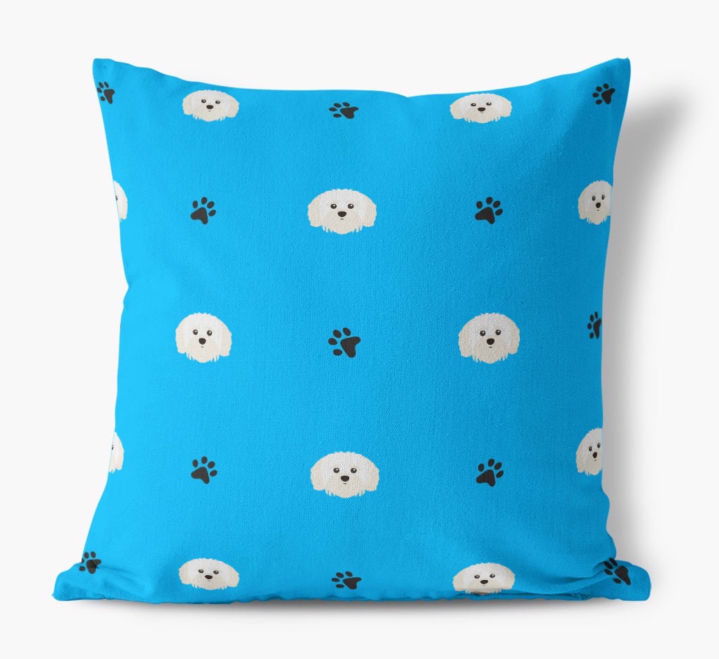 Paw Print Pattern: Personalised {breedFullName} Canvas Cushion