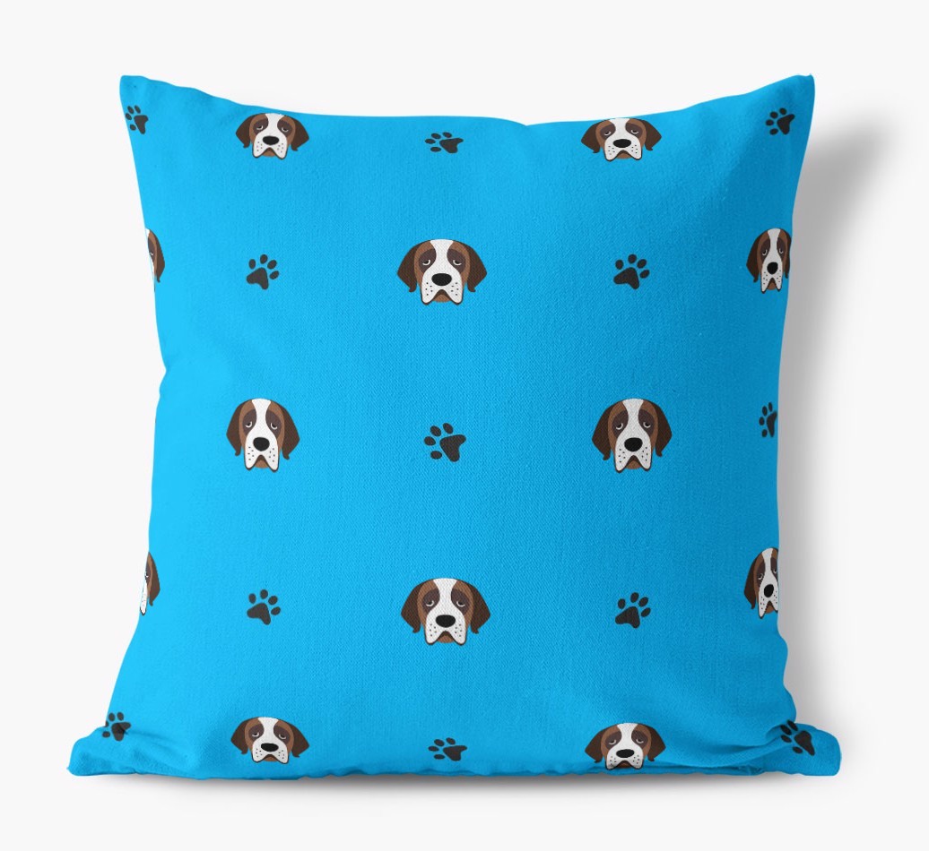 Paw Print Pattern: Personalised {breedFullName} Canvas Cushion