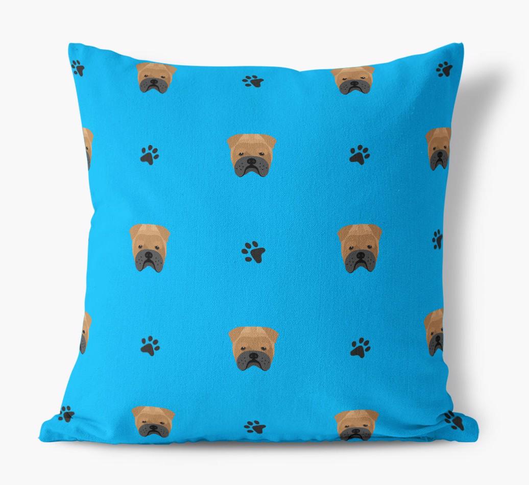 Paw Print Pattern: Personalized {breedFullName} Canvas Pillow