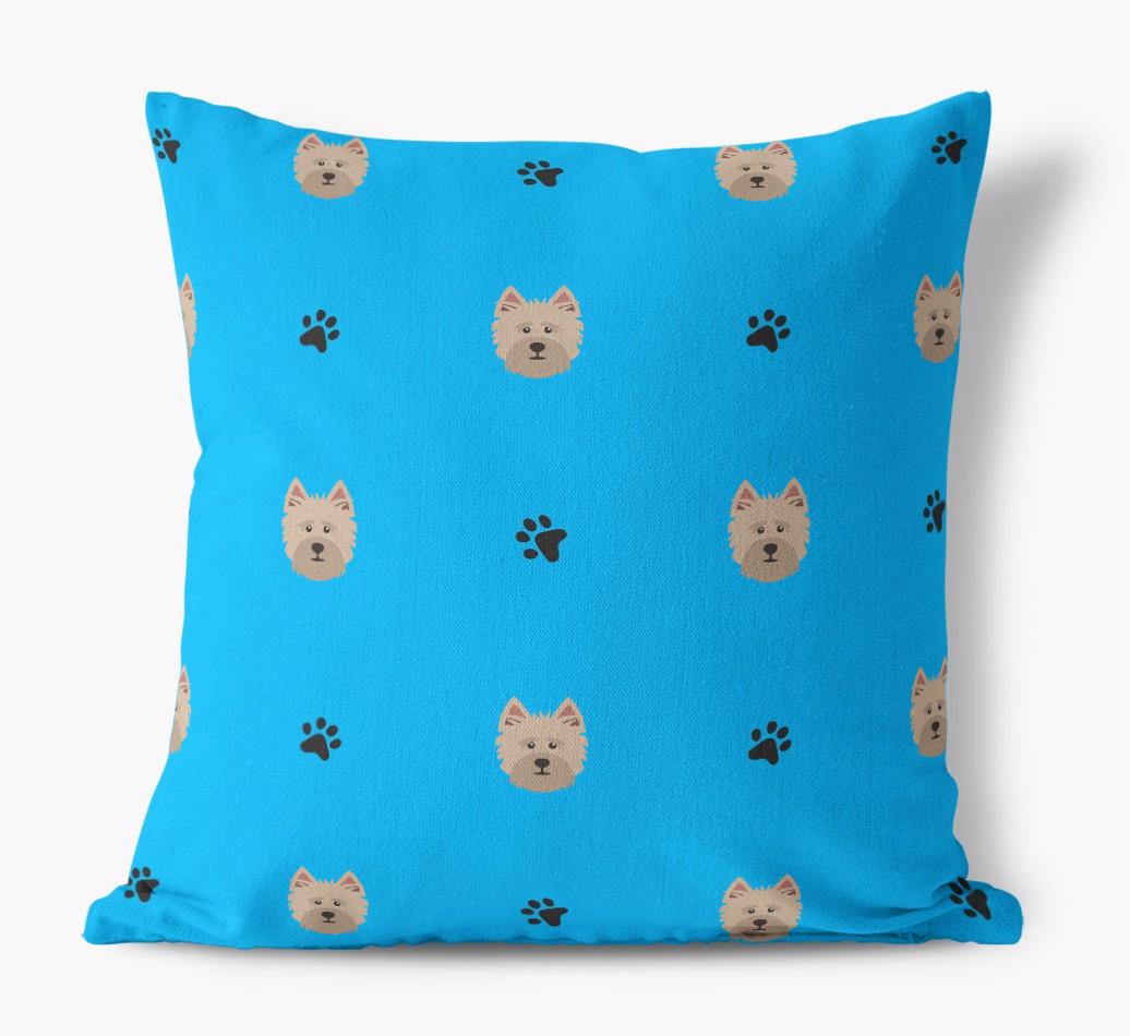 Paw Print Pattern: Personalized {breedFullName} Canvas Pillow