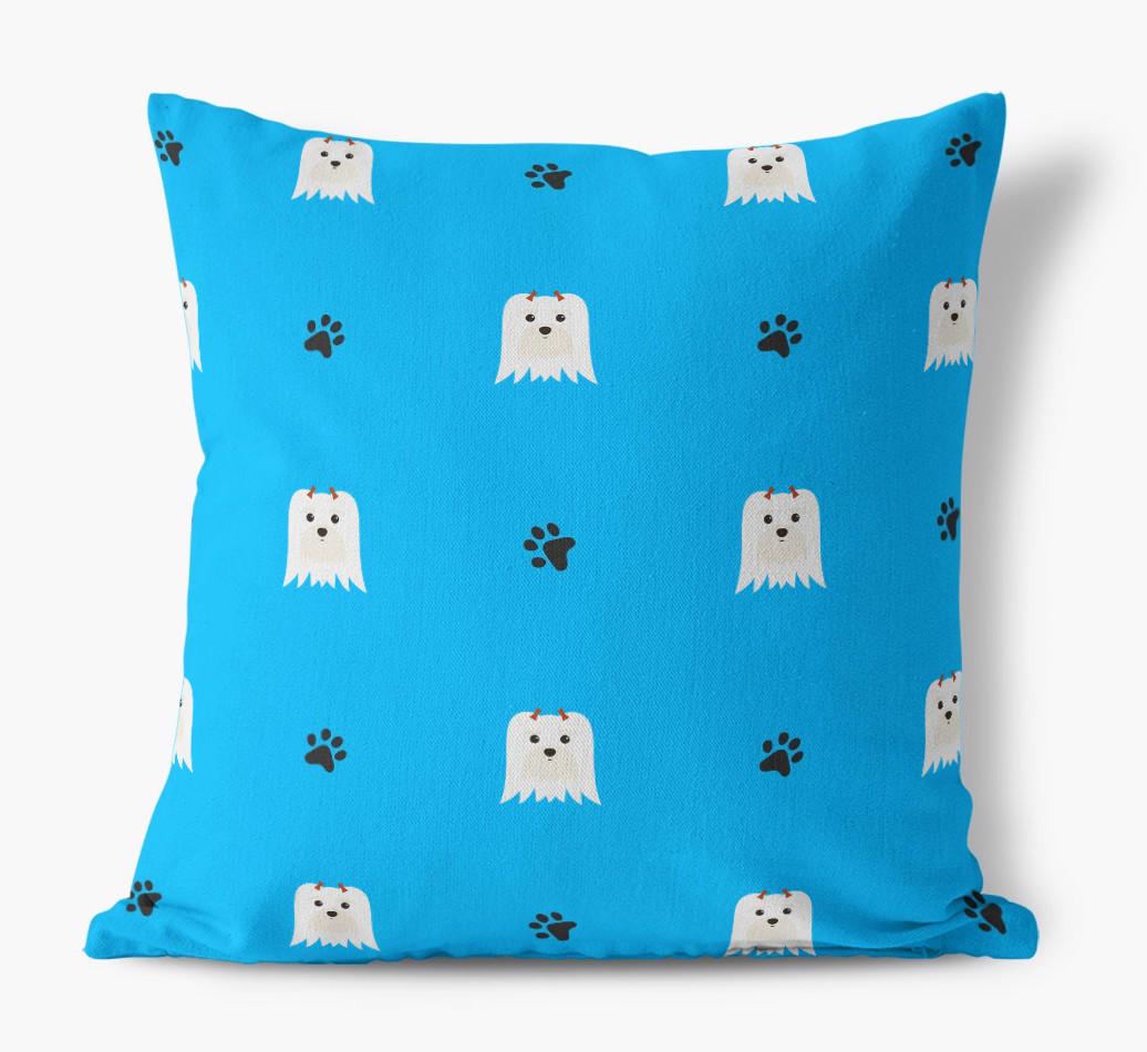 Paw Print Pattern: Personalized {breedFullName} Canvas Pillow