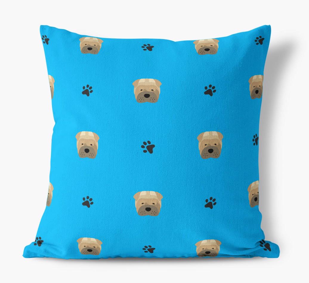 Paw Print Pattern: Personalized {breedFullName} Canvas Pillow