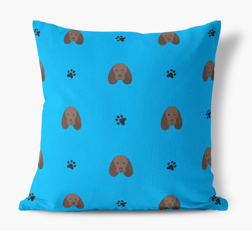 Paw Print Pattern: Personalized {breedFullName} Canvas Pillow