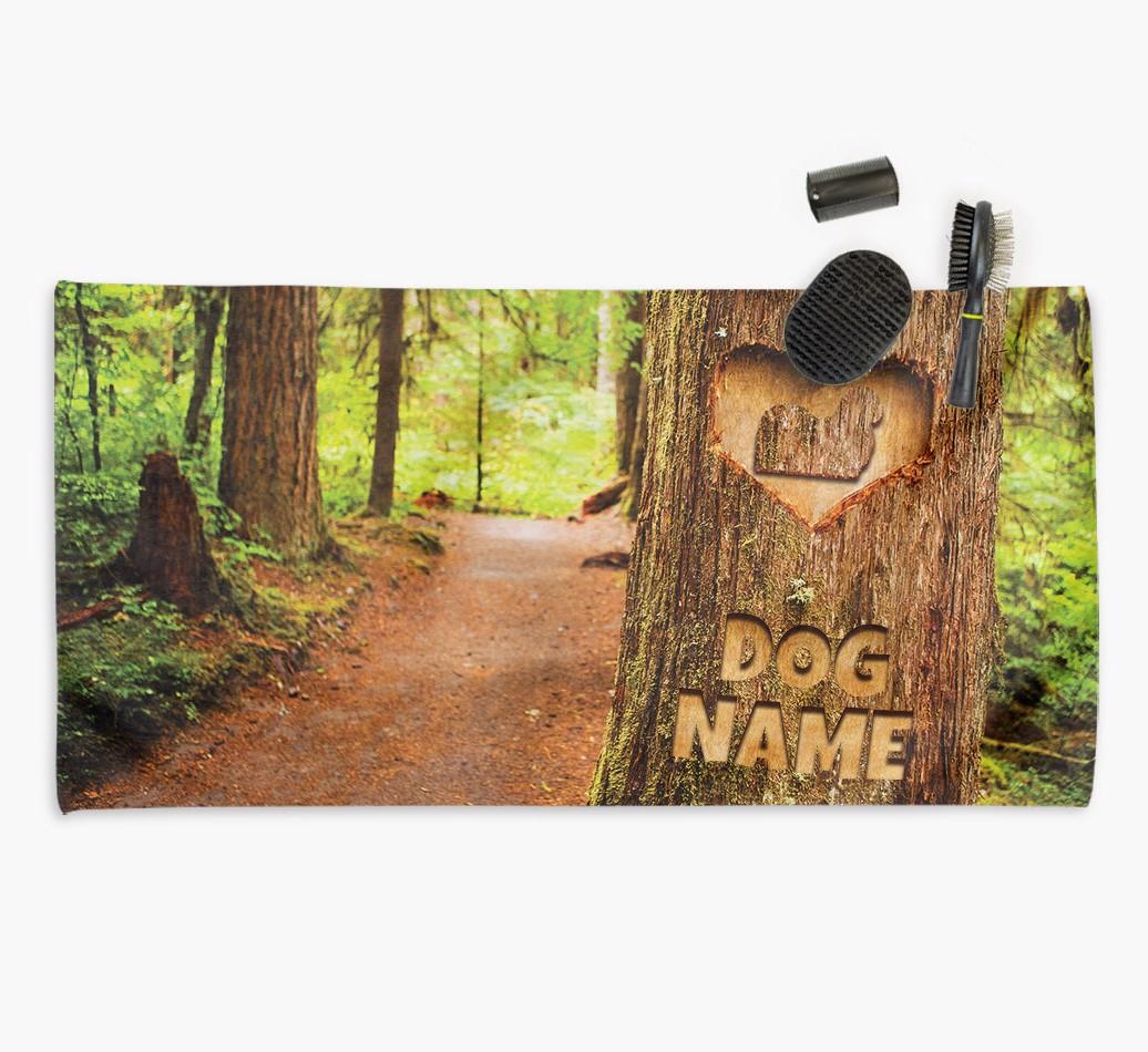 'Tree Carving' - Personalized {breedFullName} Towel