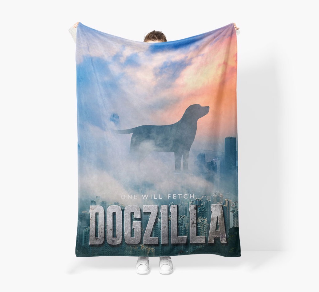 'Dogzilla' - Personalized {breedFullName} Blanket: Premium Sherpa Fleece